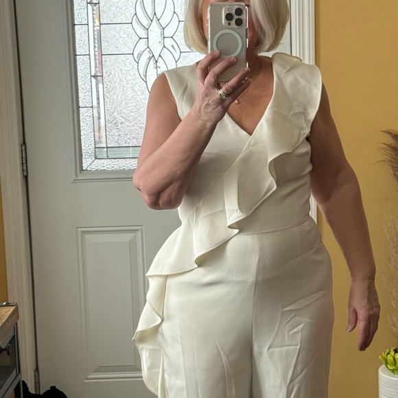 Antonio Melani off white jumpsuit with ruffle detail. NWOT - Picture 3 of 7